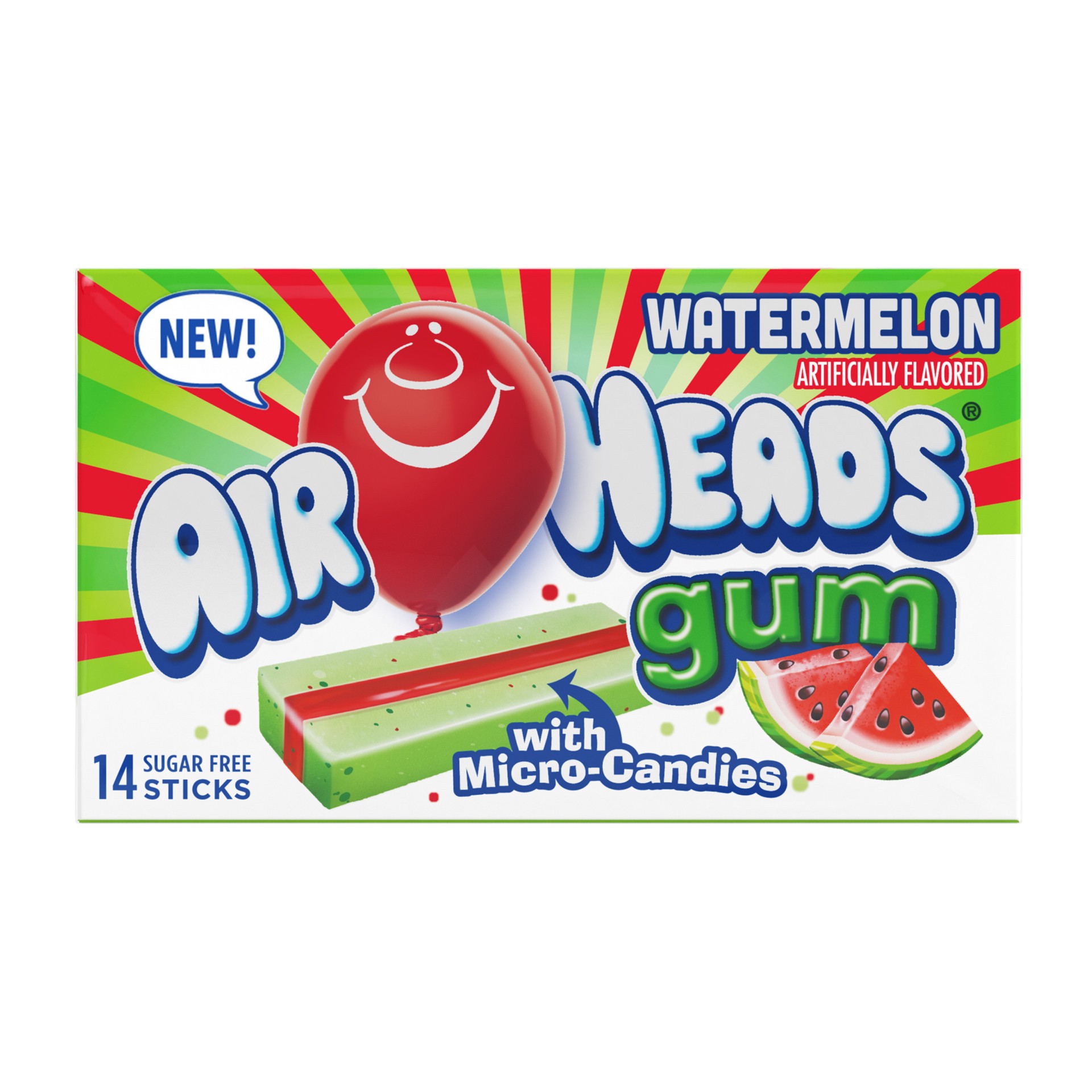 slide 1 of 44, Airheads Sugar Free Watermelon Gum, 14 ct