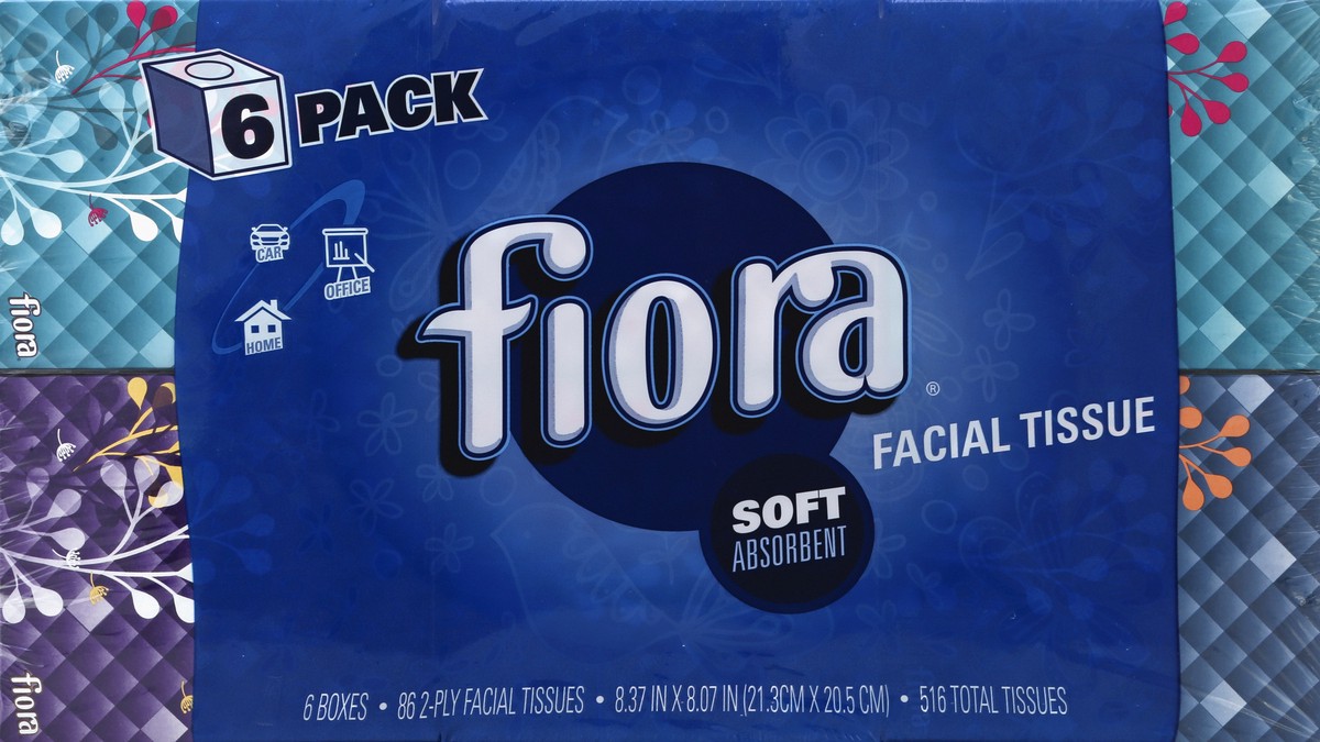 slide 1 of 5, Fiora Facial Tissue 6 ea, 6 ct