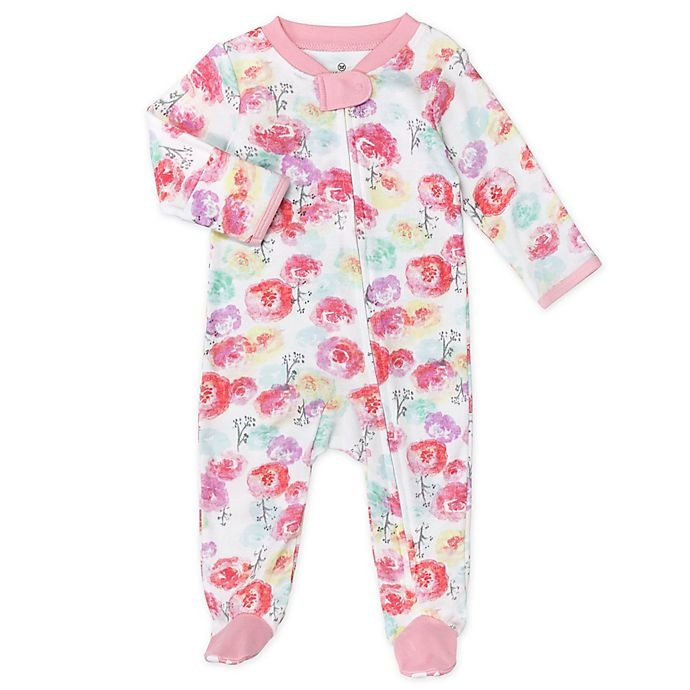 slide 2 of 5, The Honest Company Newborn Rose Blossom Organic Cotton Sleep & Play Footies, 2 ct