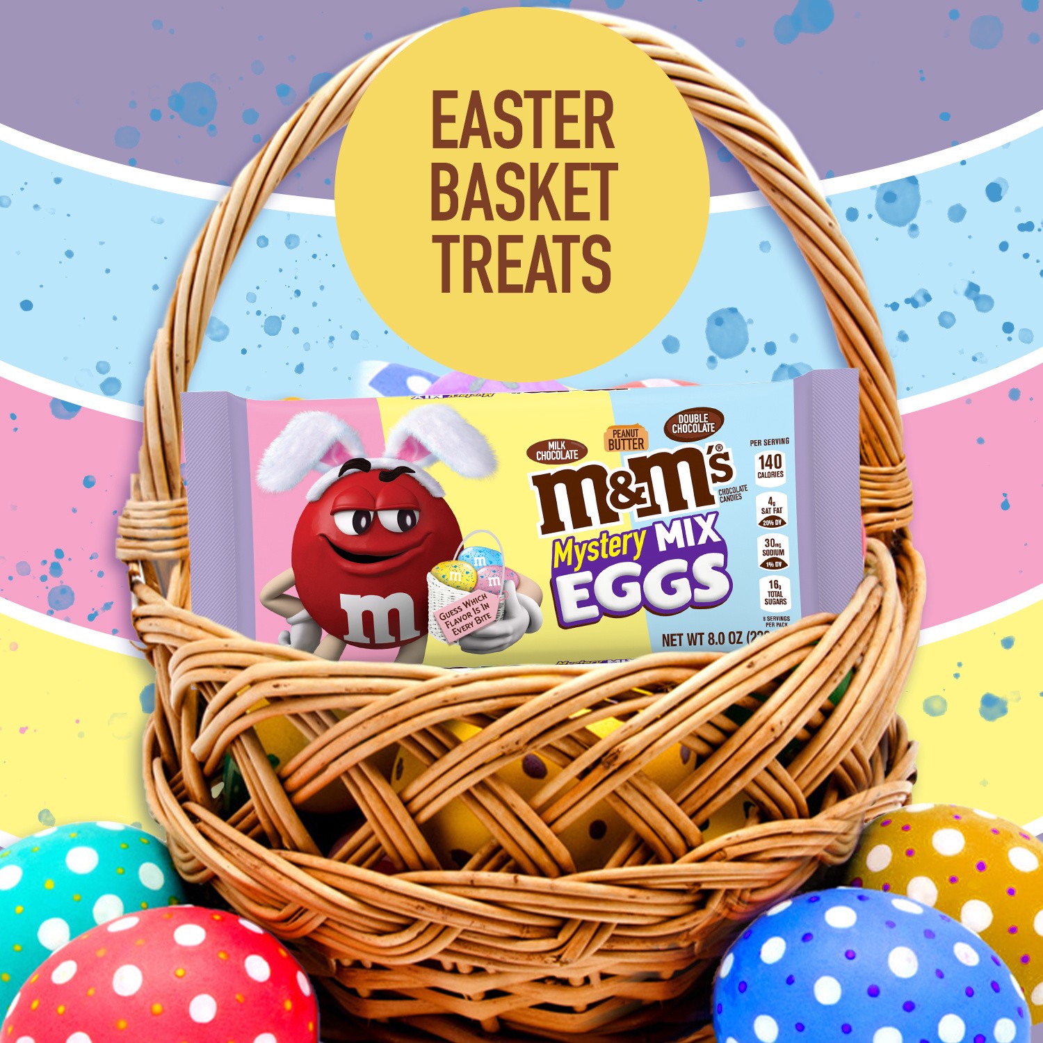 slide 8 of 8, M&M's Mystery Mix Easter Eggs Milk Chocolate Candy Assortment, 8 oz Bag, 8 oz