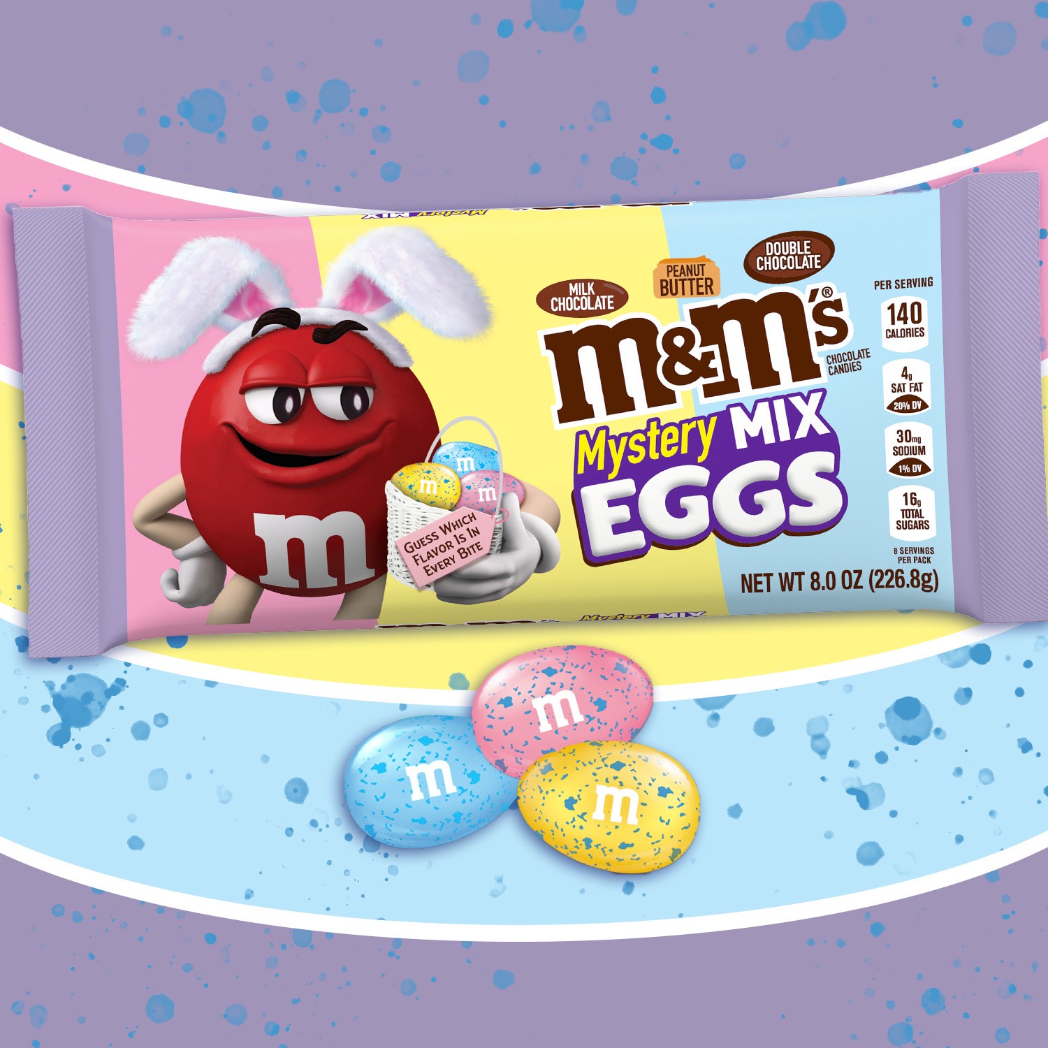 slide 6 of 8, M&M's Mystery Mix Easter Eggs Milk Chocolate Candy Assortment, 8 oz Bag, 8 oz