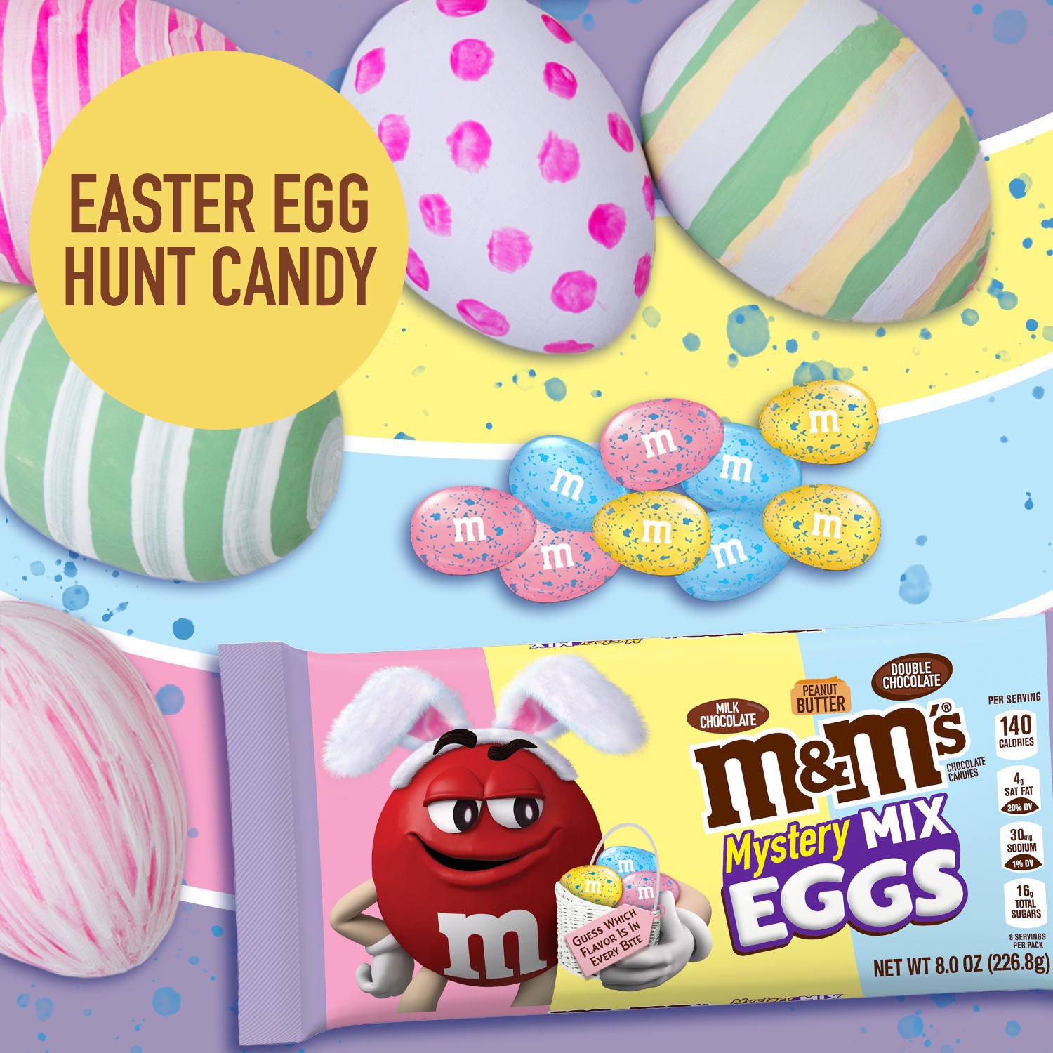 slide 4 of 8, M&M's Mystery Mix Easter Eggs Milk Chocolate Candy Assortment, 8 oz Bag, 8 oz