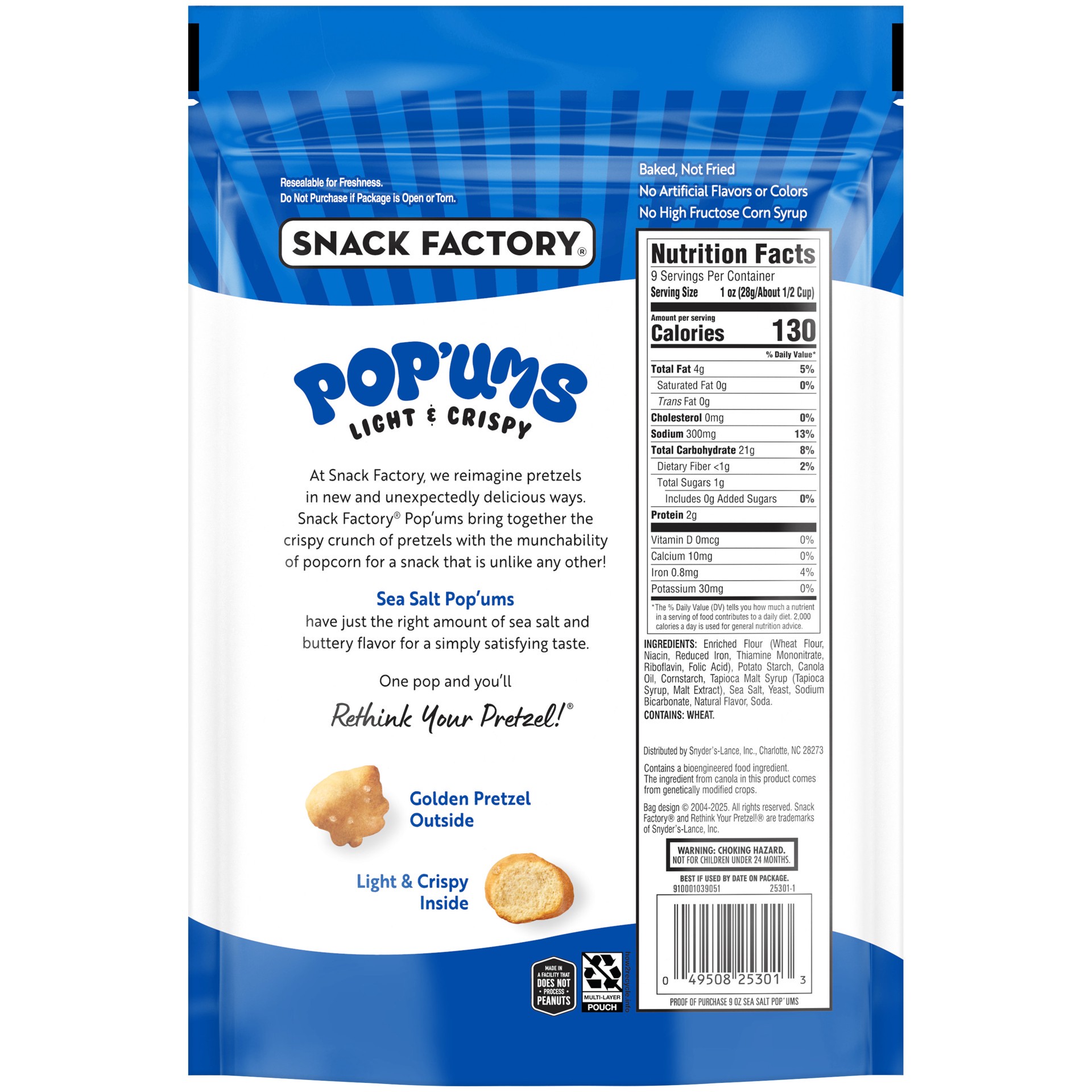 slide 6 of 6, Snack Factory Pop'ums Sea Salt Pretzel Snacks, 9 Oz Bag, 9 oz
