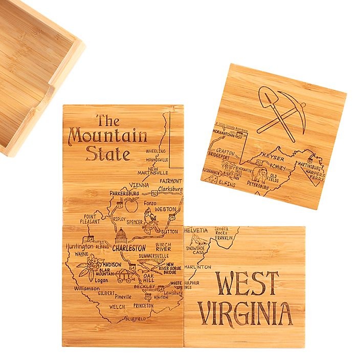 slide 1 of 1, Totally Bamboo West Virginia Puzzle Coaster Set, 5 ct