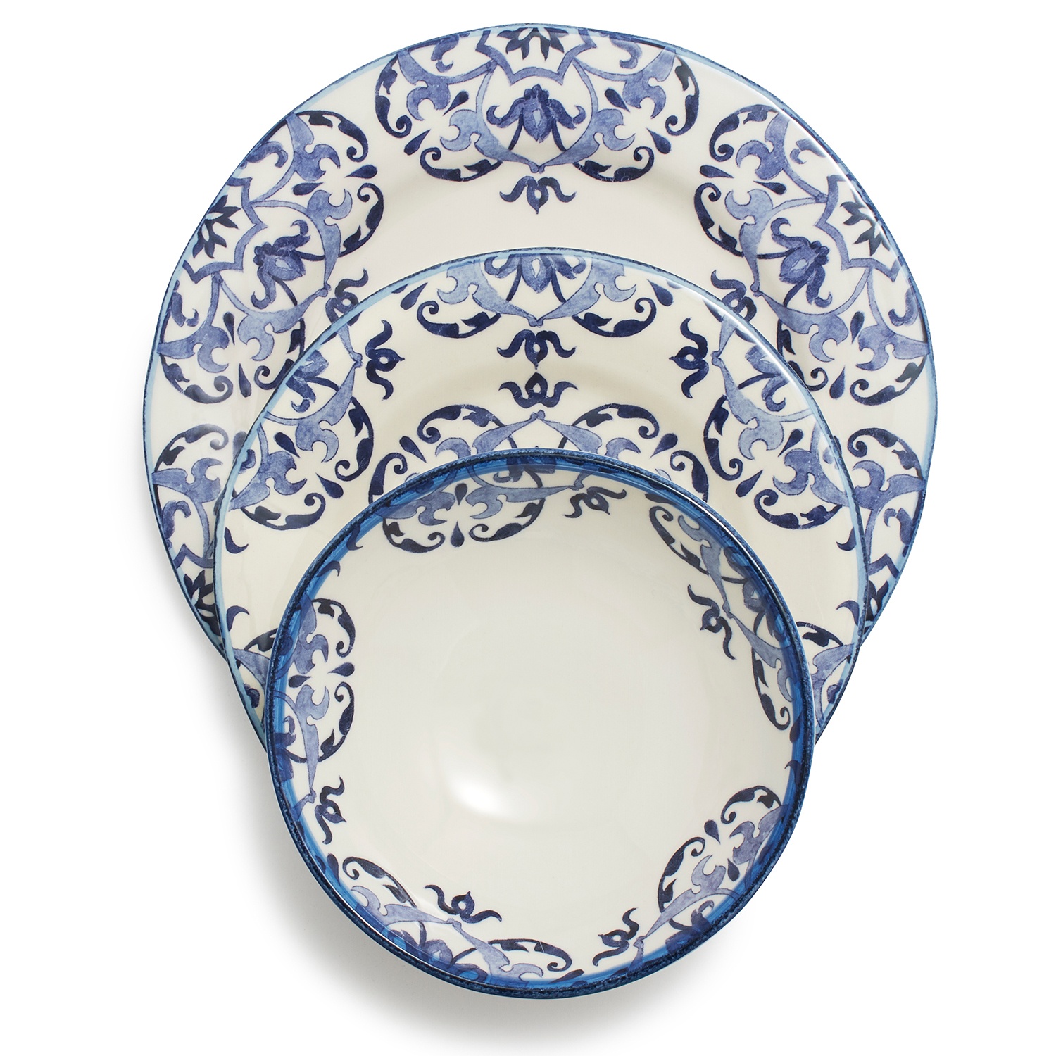 slide 1 of 1, Sur La Table Blue Tile Dinnerware Set, 12 ct