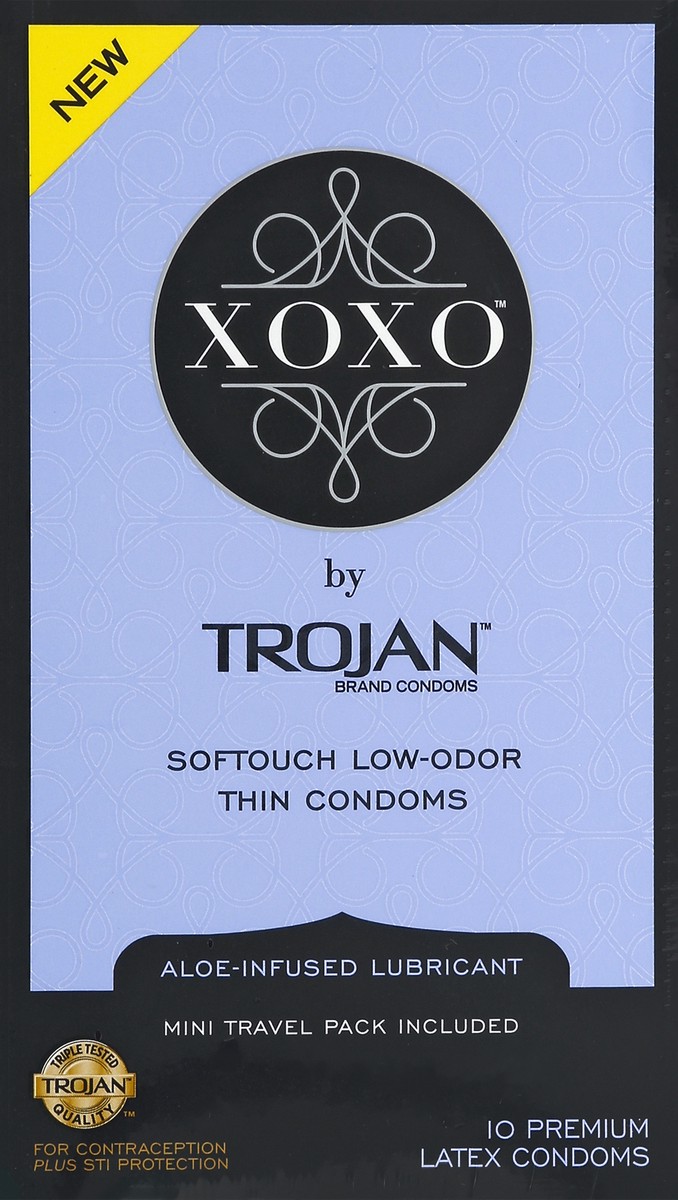 slide 4 of 4, Trojan XOXO Aloe-Infused Premium Latex Thin Condoms, 10 ct