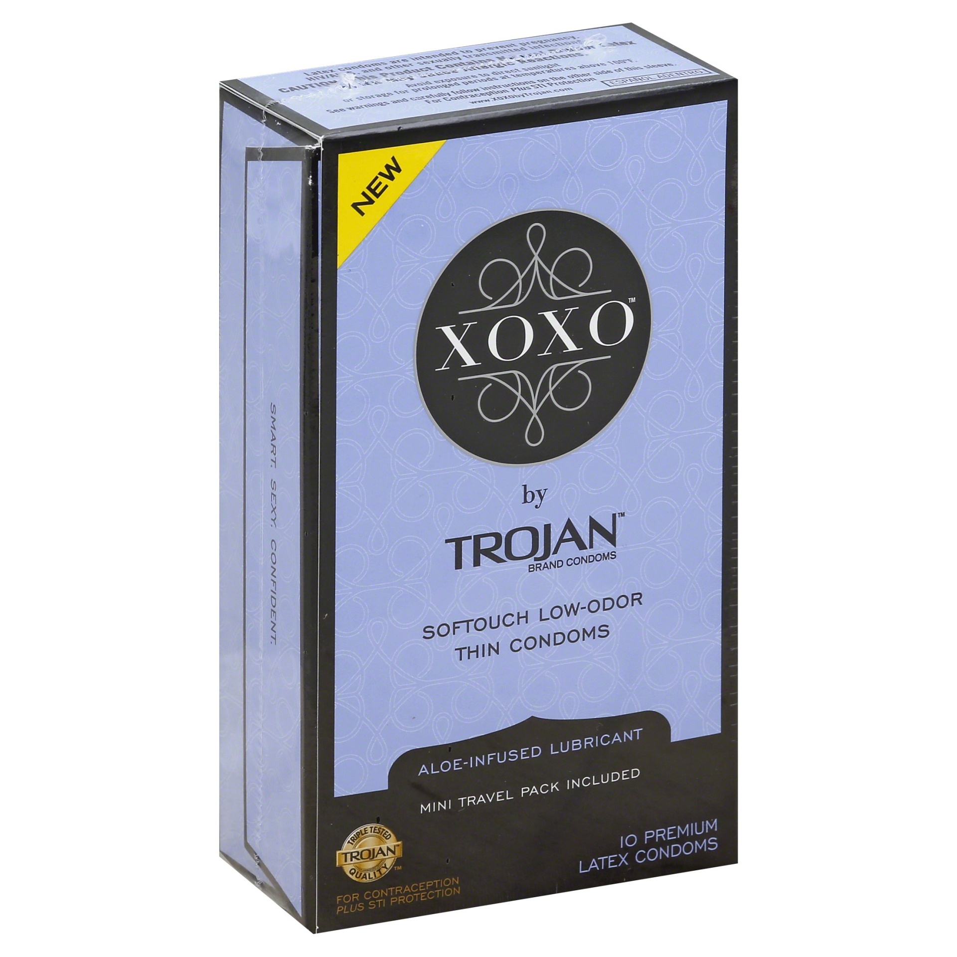 slide 1 of 4, Trojan XOXO Aloe-Infused Premium Latex Thin Condoms, 10 ct