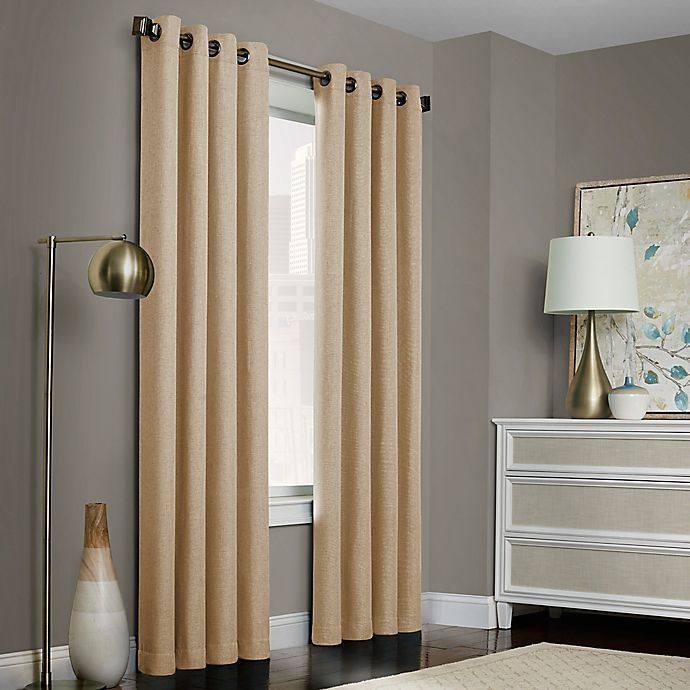 slide 1 of 1, Brielle Solid Grommet Top Window Curtain Panel - Natural, 84 in