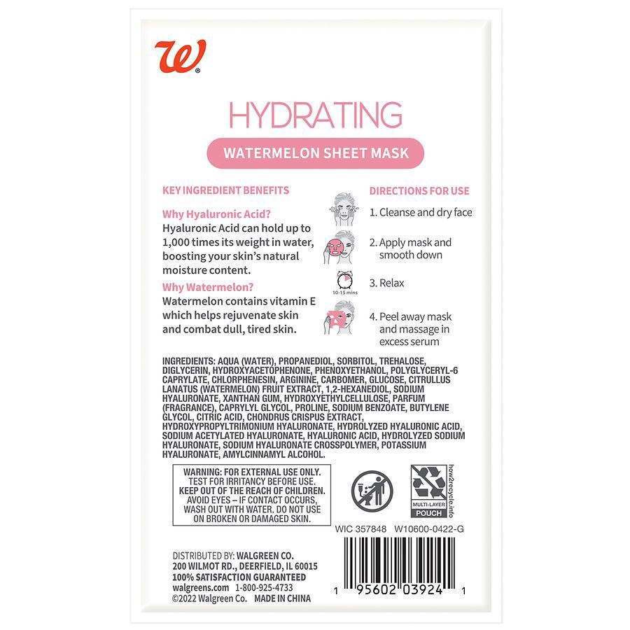 slide 2 of 2, Walgreens Hydrating Sheet Mask, 1 ct
