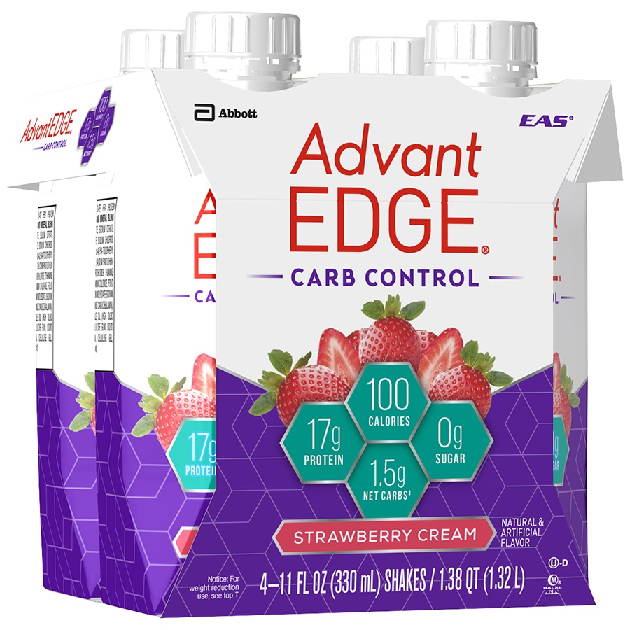 slide 2 of 5, EAS AdvantEDGE Carb Control Protein Shake - Strawberry Cream, 4 ct; 11 oz