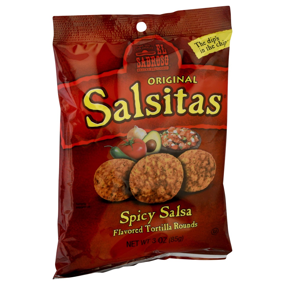 slide 2 of 12, El Sabroso Salsitas Spicy Salsa Chip, 3 oz