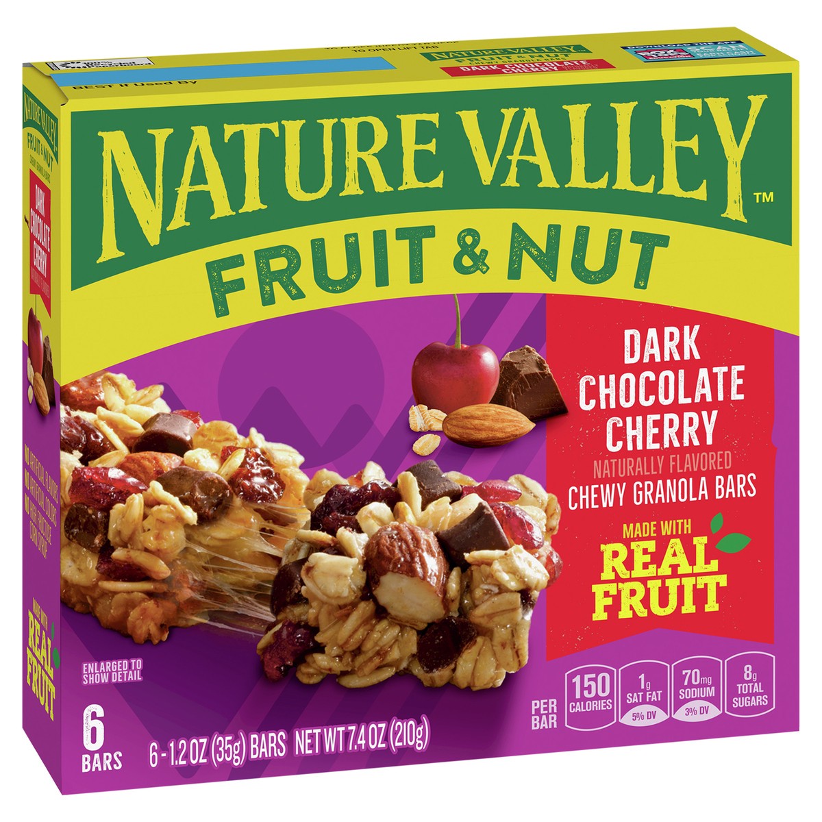 slide 2 of 9, Nature Valley Fruit and Nut Granola Bars, Dark Chocolate Cherry, 6 ct, 7.4 OZ, 6 ct; 1.2 oz