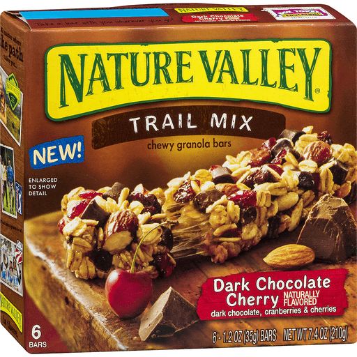 slide 2 of 9, Nature Valley Trail Mix Chewy Granola Bars Dark Chocolate Cherry, 6 ct; 1.2 oz