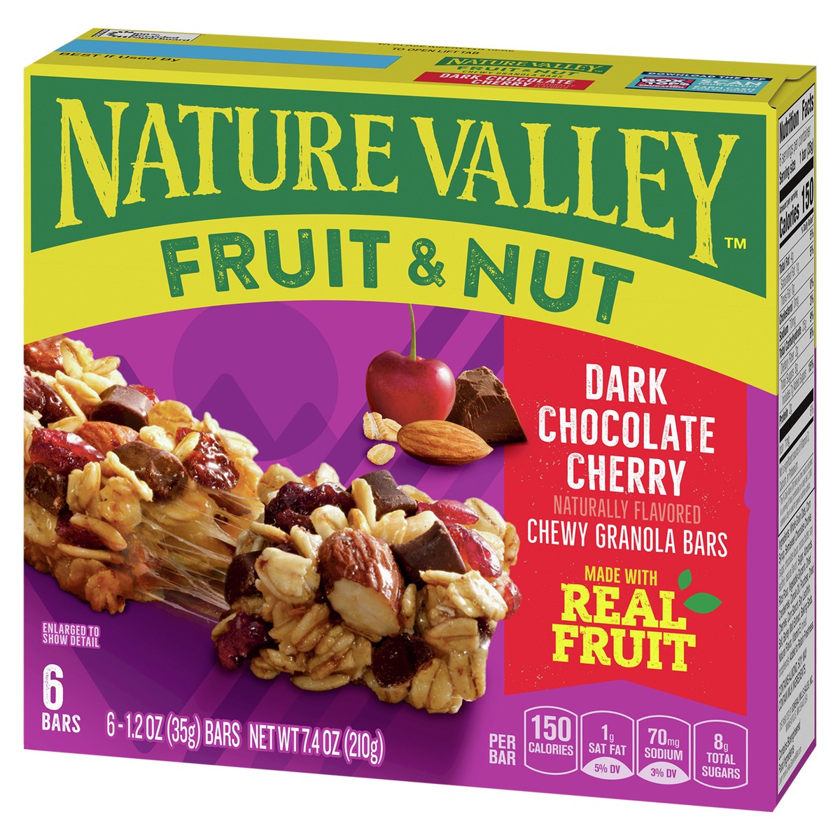 slide 3 of 9, Nature Valley Fruit and Nut Granola Bars, Dark Chocolate Cherry, 6 ct, 7.4 OZ, 6 ct; 1.2 oz