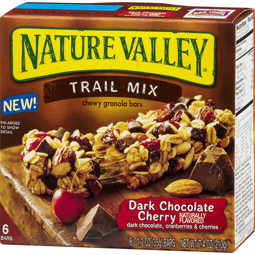 slide 3 of 9, Nature Valley Trail Mix Chewy Granola Bars Dark Chocolate Cherry, 6 ct; 1.2 oz