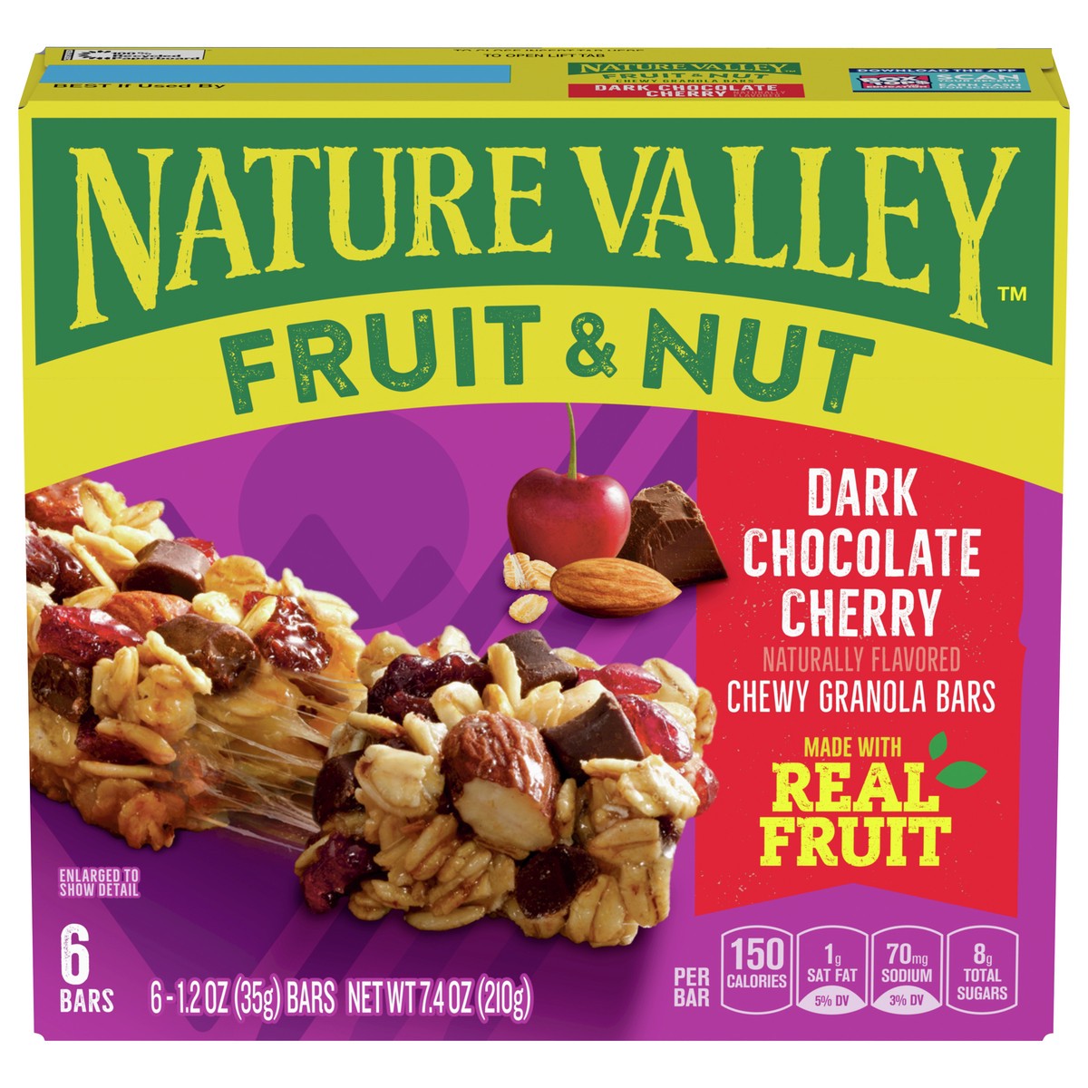 slide 1 of 9, Nature Valley Fruit and Nut Granola Bars, Dark Chocolate Cherry, 6 ct, 7.4 OZ, 6 ct; 1.2 oz