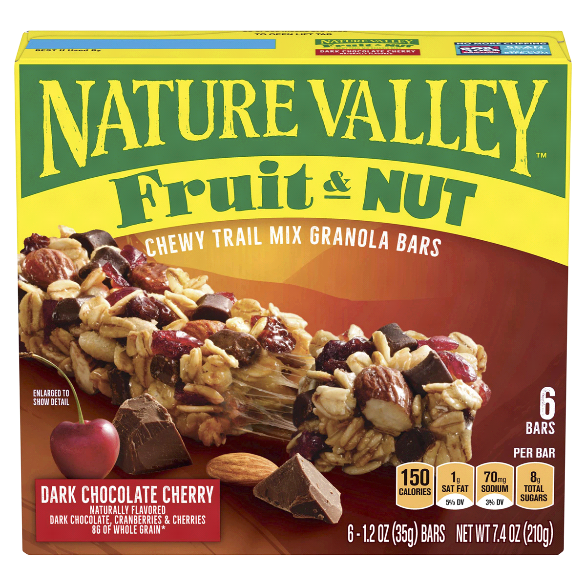slide 1 of 9, Nature Valley Trail Mix Chewy Granola Bars Dark Chocolate Cherry, 6 ct; 1.2 oz