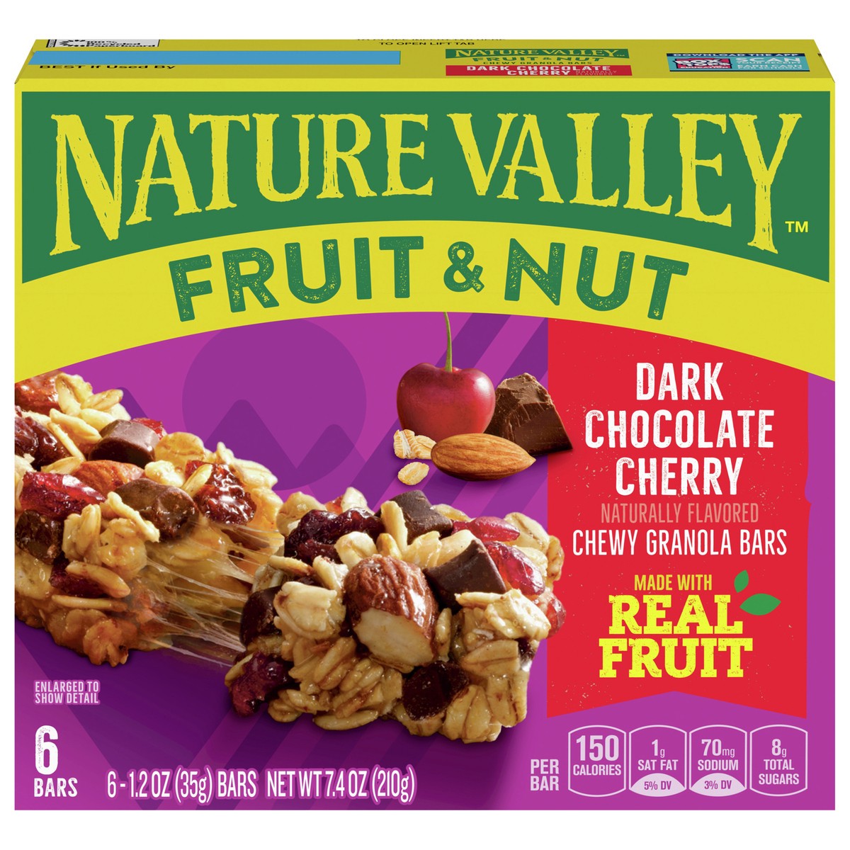 slide 1 of 9, Nature Valley Fruit and Nut Granola Bars, Dark Chocolate Cherry, 6 ct, 7.4 OZ, 6 ct