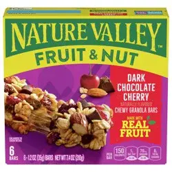 Nature Valley Fruit and Nut Granola Bars, Dark Chocolate Cherry, 6 ct, 7.4 OZ