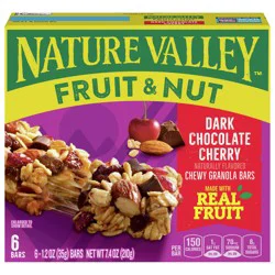 Nature Valley Fruit and Nut Granola Bars, Dark Chocolate Cherry, 6 ct, 7.4 OZ