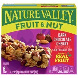 Nature Valley Fruit and Nut Granola Bars, Dark Chocolate Cherry, 6 ct, 7.4 OZ
