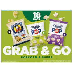 SkinnyPop Popcorn & Puffs variety Multipack, SkinnyPop Original and Kettle Corn, and Pirate's Booty 18 Ct