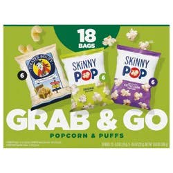SkinnyPop Popcorn & Puffs variety Multipack, SkinnyPop Original and Kettle Corn, and Pirate's Booty 18 Ct