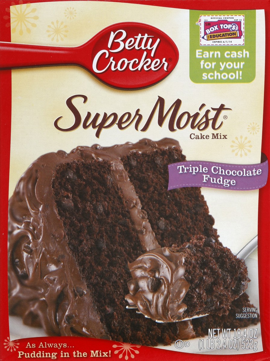 slide 5 of 6, Betty Crocker Super Moist Cake Mix Triple Chocolate Fudge, 18.4 oz
