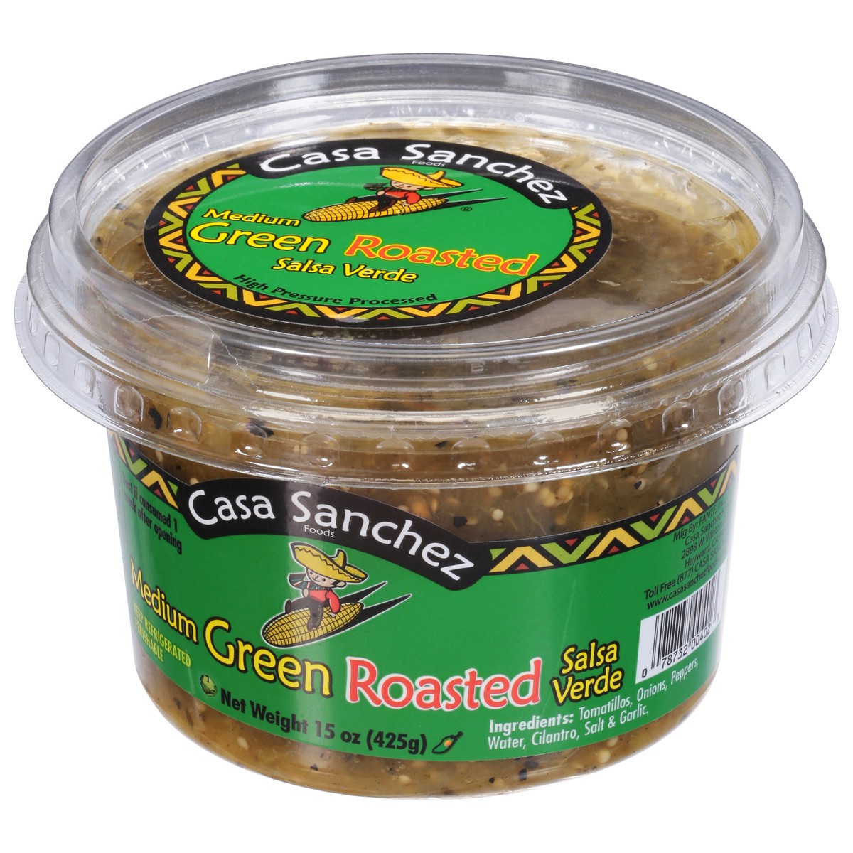 slide 3 of 9, Casa Sanchez Roasted Medium Green Salsa Verde 15 oz, 