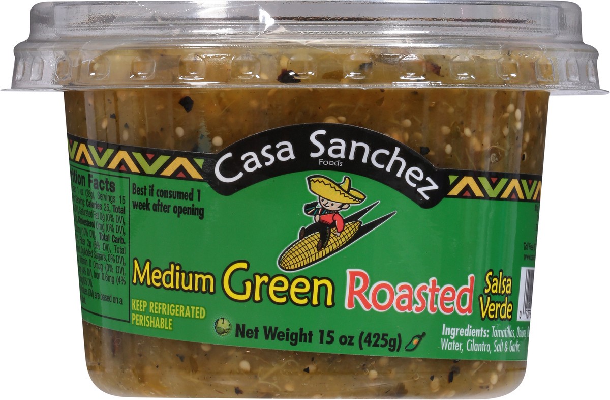 slide 6 of 9, Casa Sanchez Roasted Medium Green Salsa Verde 15 oz, 