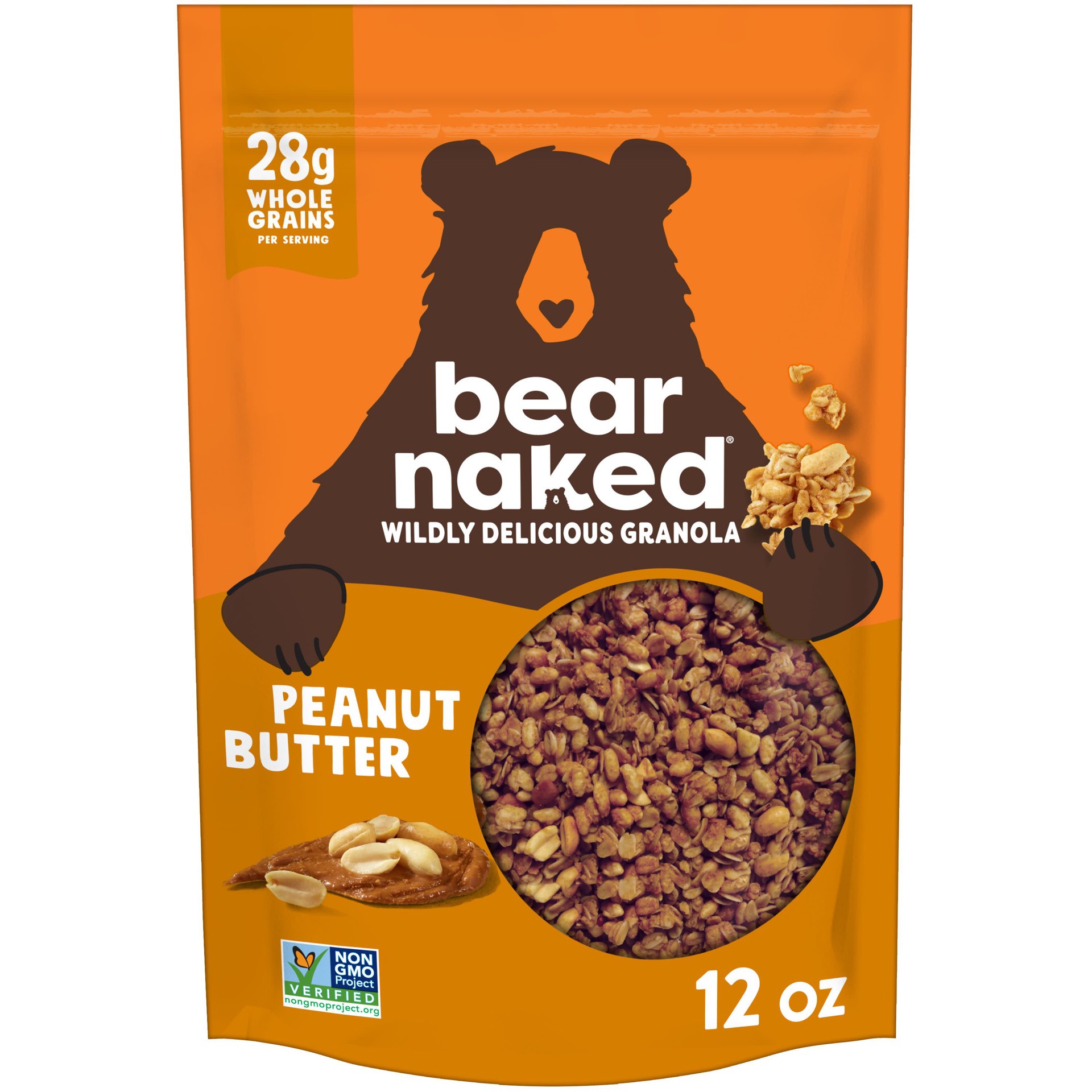 slide 1 of 8, Bear Naked Granola Cereal, Whole Grain Granola, Breakfast Snacks, Peanut Butter, 12oz Bag, 1 Bag, 12 oz