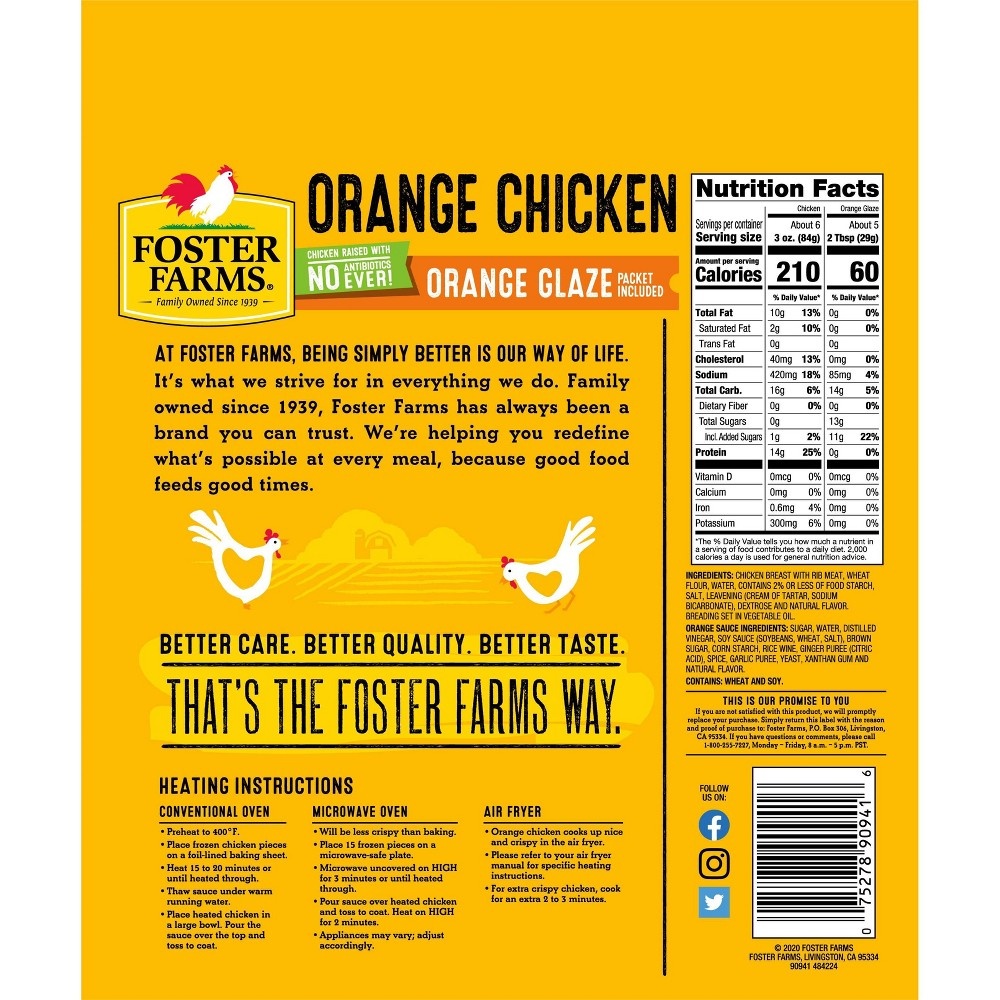 slide 3 of 3, Foster Farms Orange Breaded Chicken, 24 oz