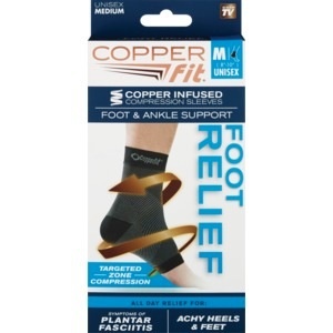 slide 1 of 1, Copper Fit Foot Relief Compression Sleeve - Black, 1 ct