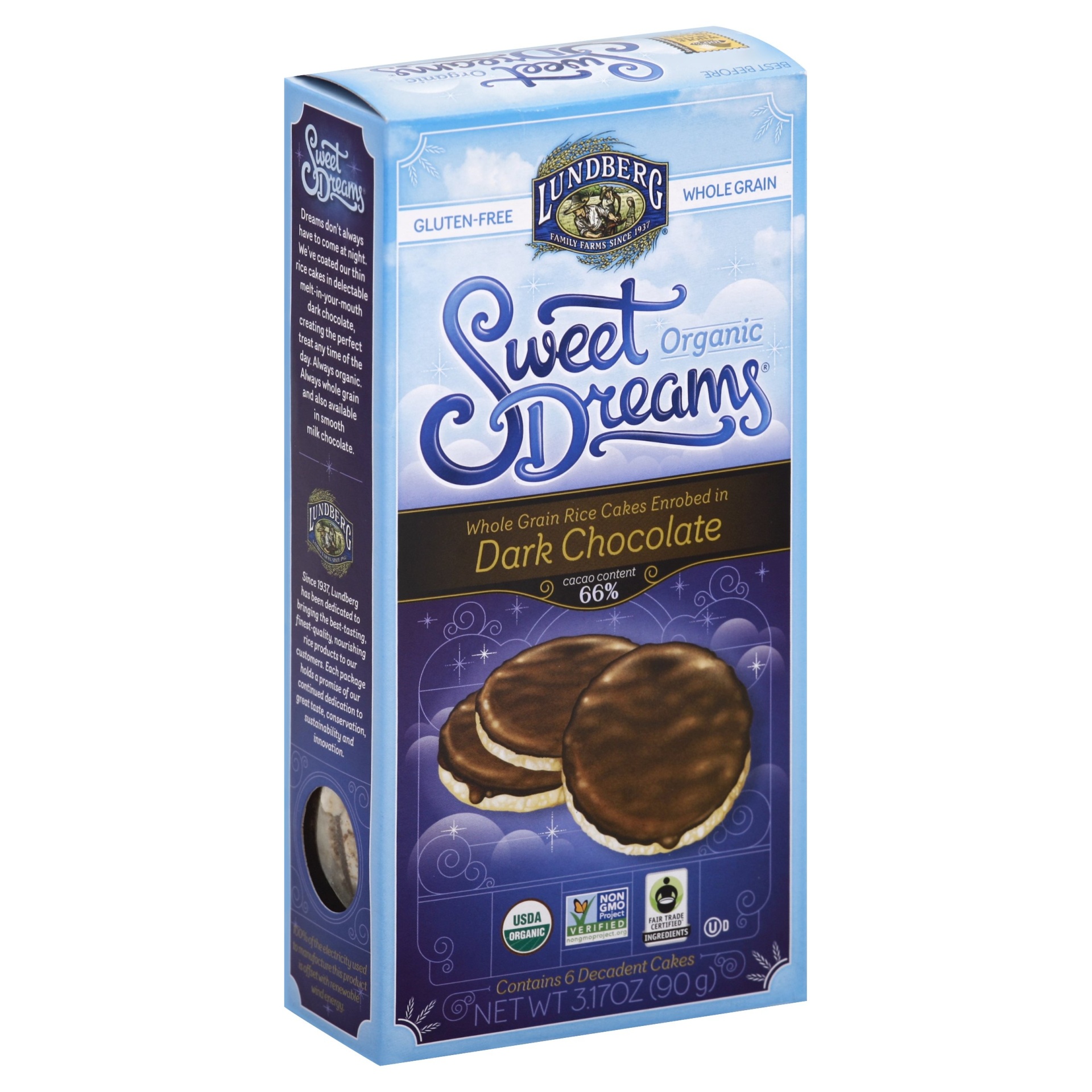 slide 1 of 1, Lundberg Organic Sweet Dreams Dark Chocolate Rice Cakes, 3.2 oz