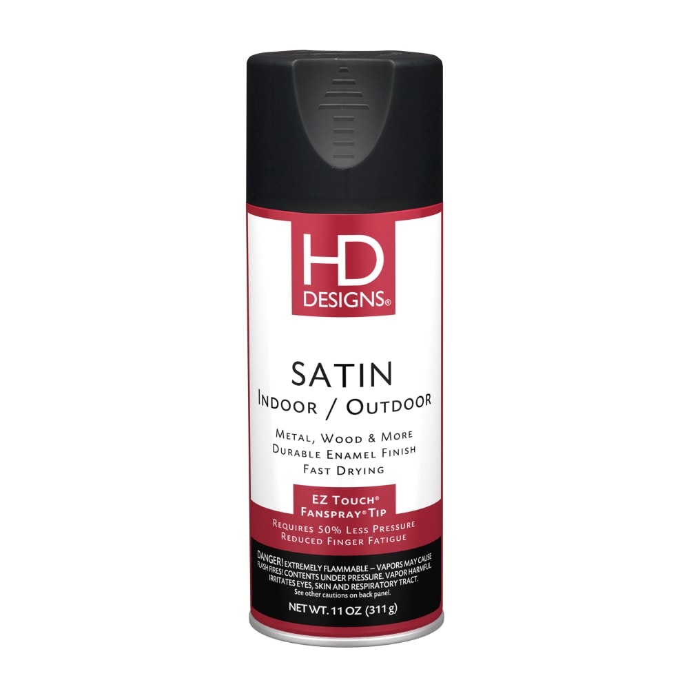 slide 1 of 1, HD Designs Gloss Indoor & Outdoor Enamel Finish Spray Paint - Satin Black, 11 oz