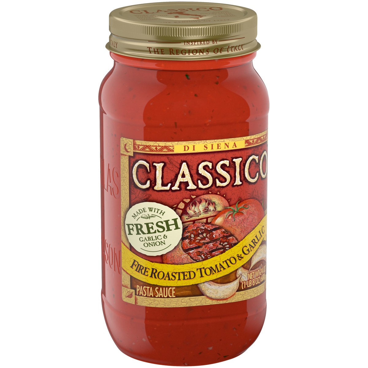 slide 14 of 14, Classico Fire Roasted Tomato & Garlic Pasta Sauce, 24 oz. Jar, 24 oz