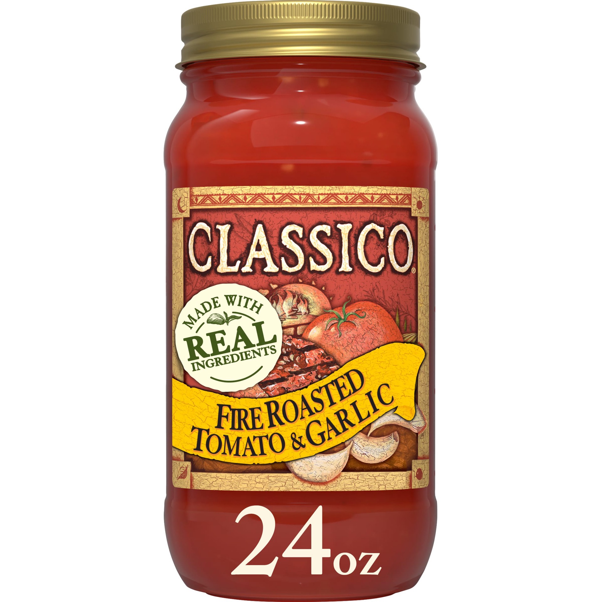 slide 1 of 14, Classico Fire Roasted Tomato & Garlic Pasta Sauce, 24 oz Jar, 24 oz