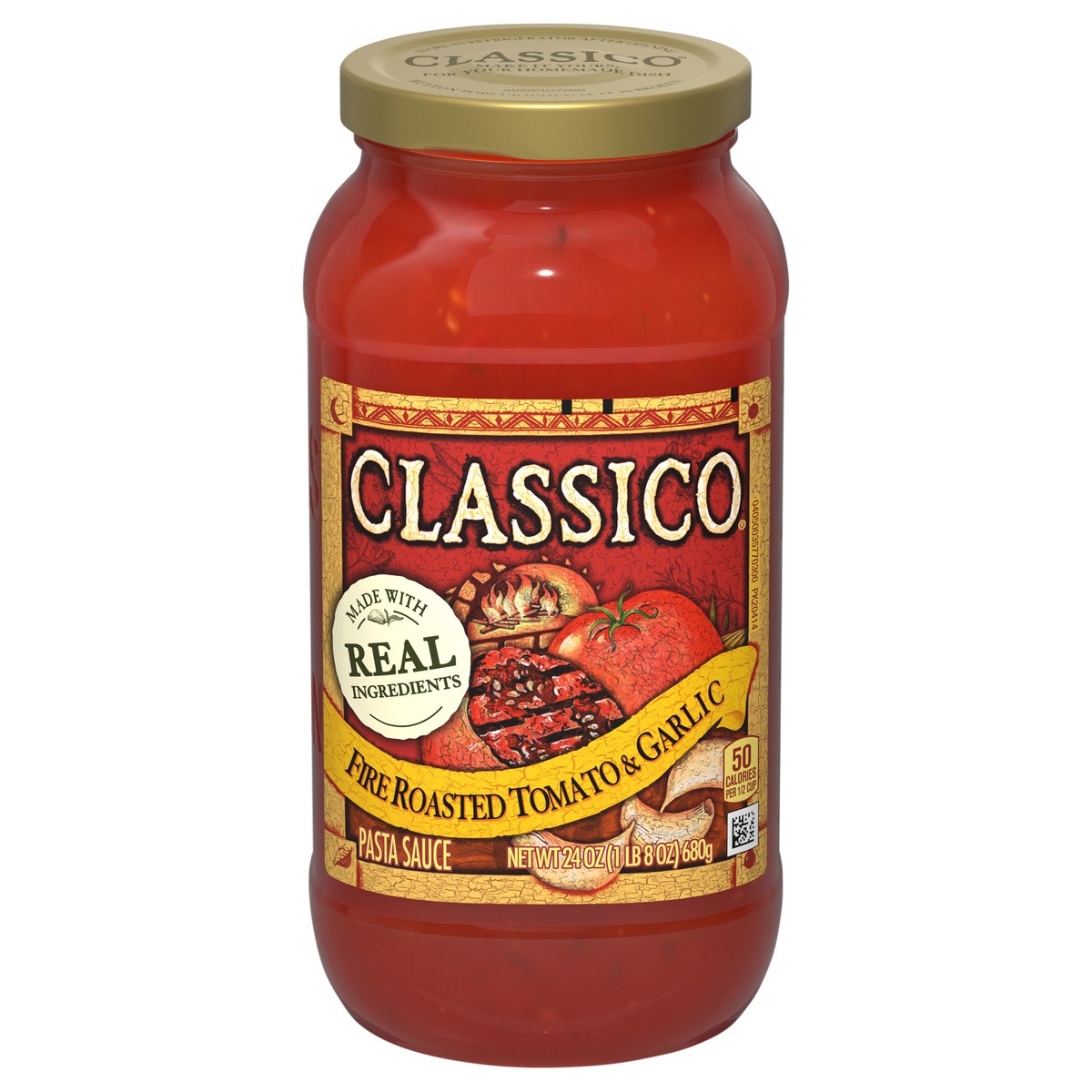 slide 1 of 14, Classico Fire Roasted Tomato & Garlic Pasta Sauce, 24 oz Jar, 24 oz