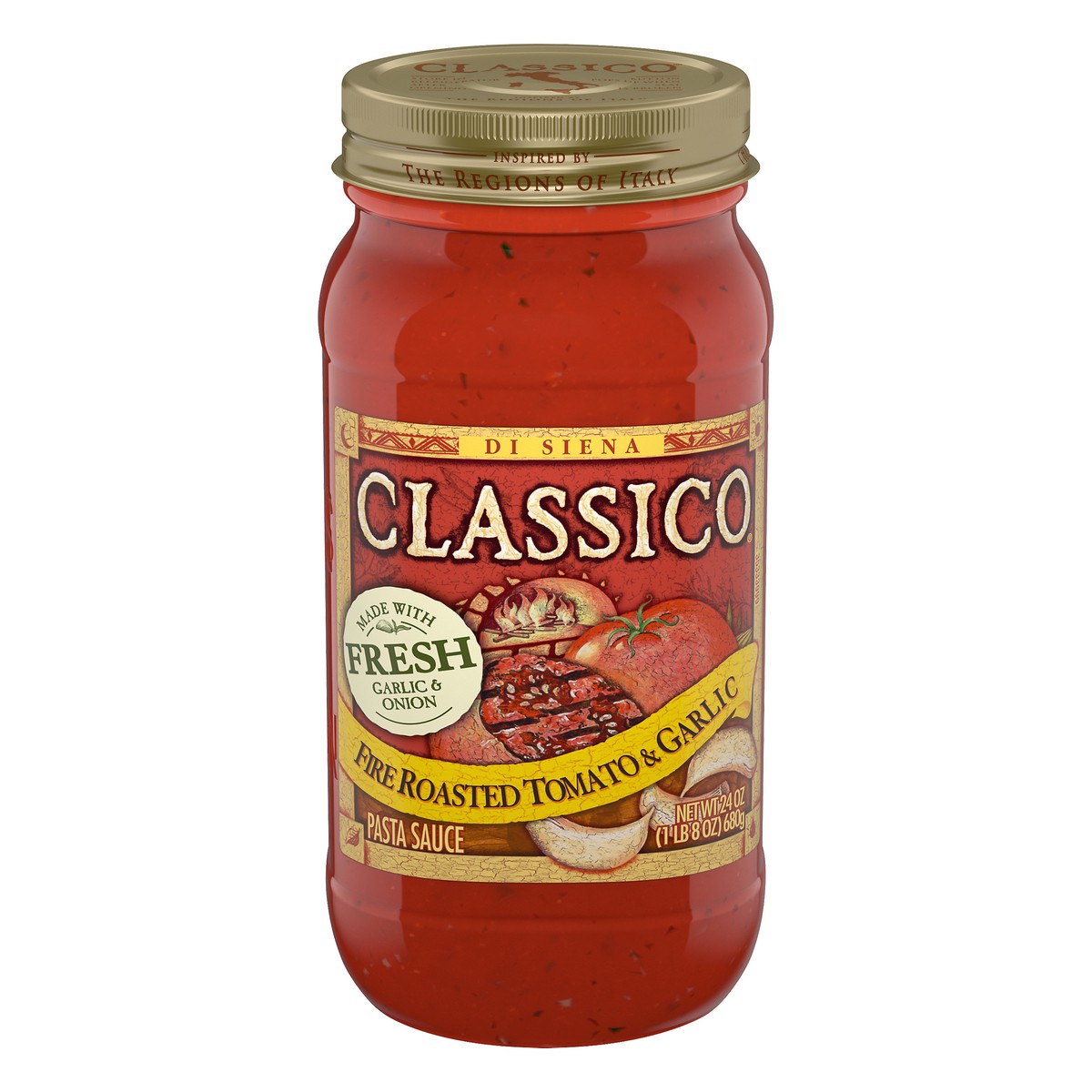slide 7 of 14, Classico Fire Roasted Tomato & Garlic Pasta Sauce, 24 oz. Jar, 24 oz