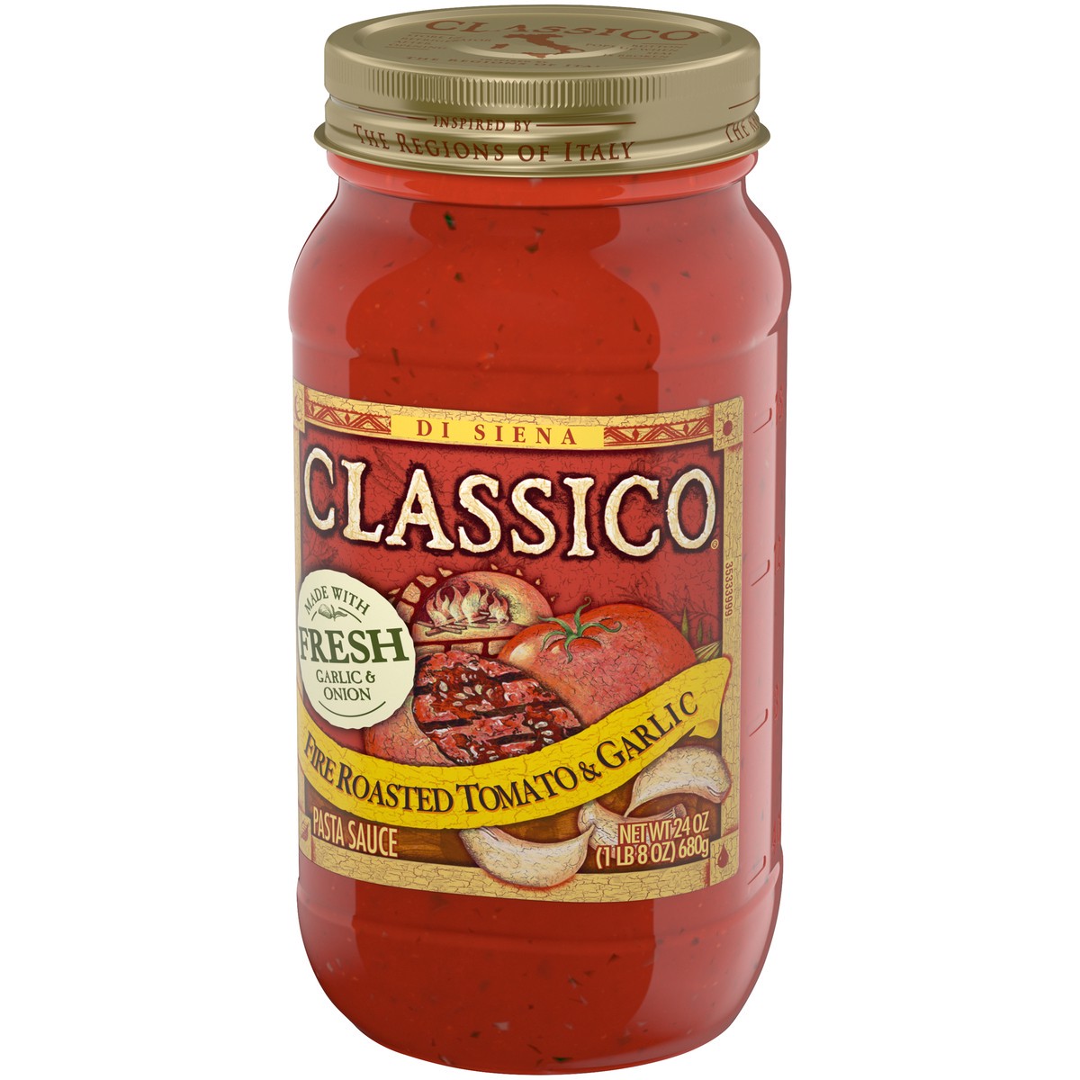 slide 5 of 14, Classico Fire Roasted Tomato & Garlic Pasta Sauce, 24 oz. Jar, 24 oz