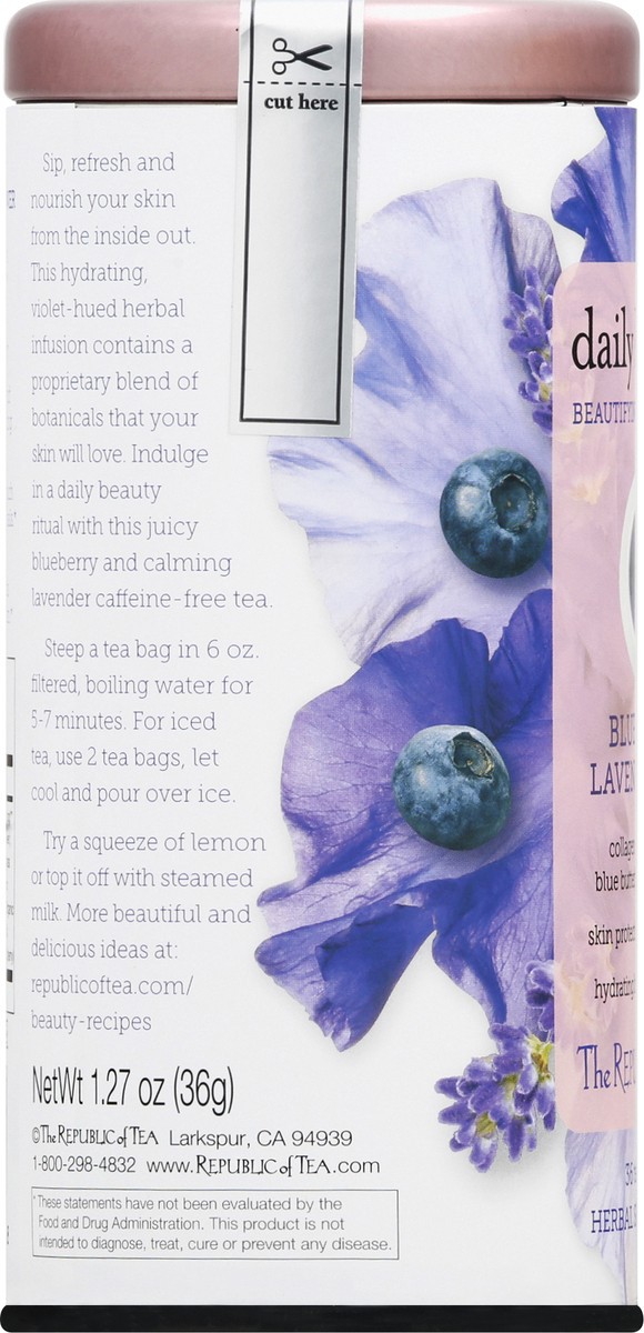 slide 5 of 9, The Republic of Tea Daily Beauty Blueberry Lavender Tea - 36 ct, 36 ct