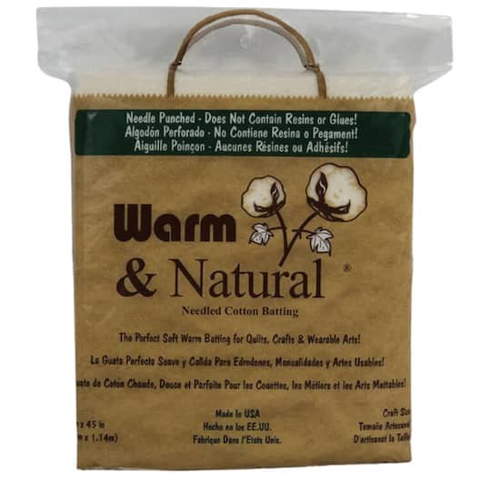 slide 1 of 1, Warm Company Warm & Natural 34" X 45" Pre-Cut Craft Cotton Batting, 34 in x 45 in