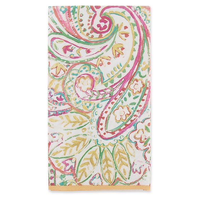 slide 1 of 1, Caspari Painted Paisley Paper Guest Towels - Gold Dust, 15 ct