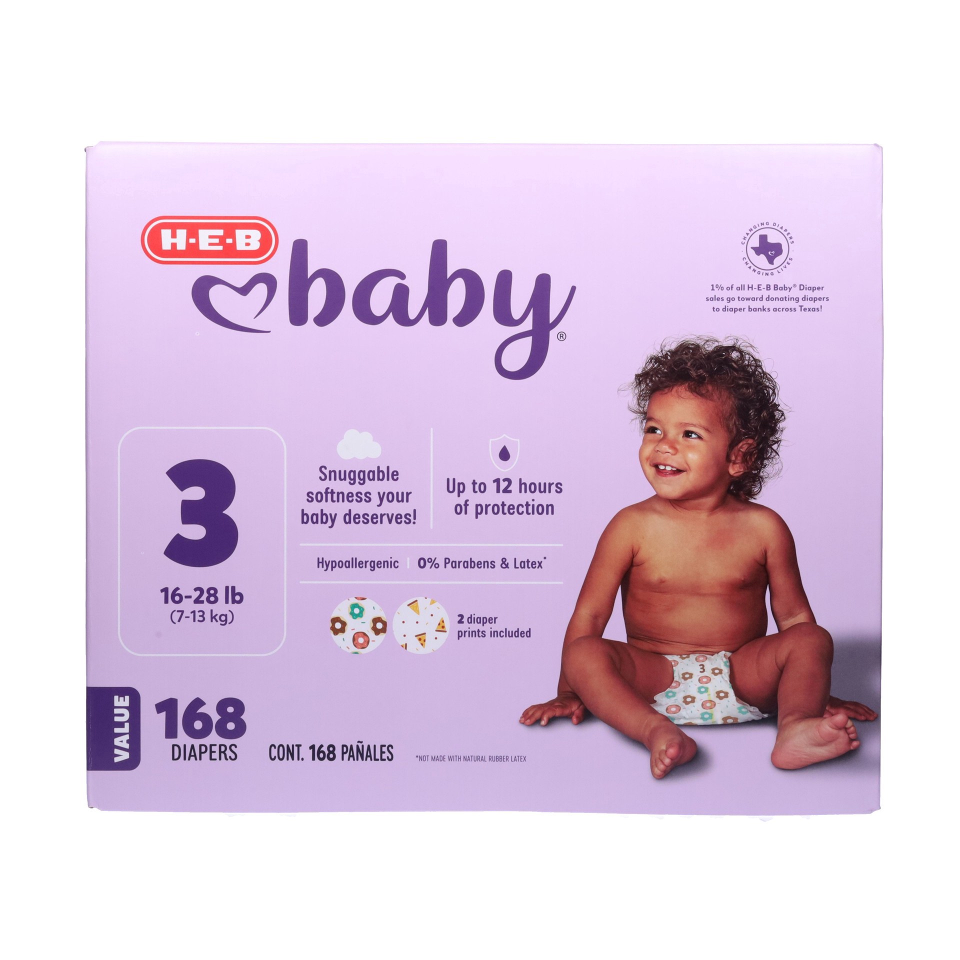 slide 1 of 1, H-E-B Baby Value Pack Diapers - Size 3, 168 ct