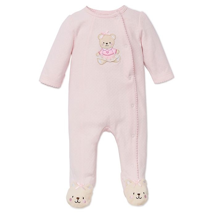 slide 1 of 1, Little Me Preemie Sweet Bear Footie - Pink, 1 ct