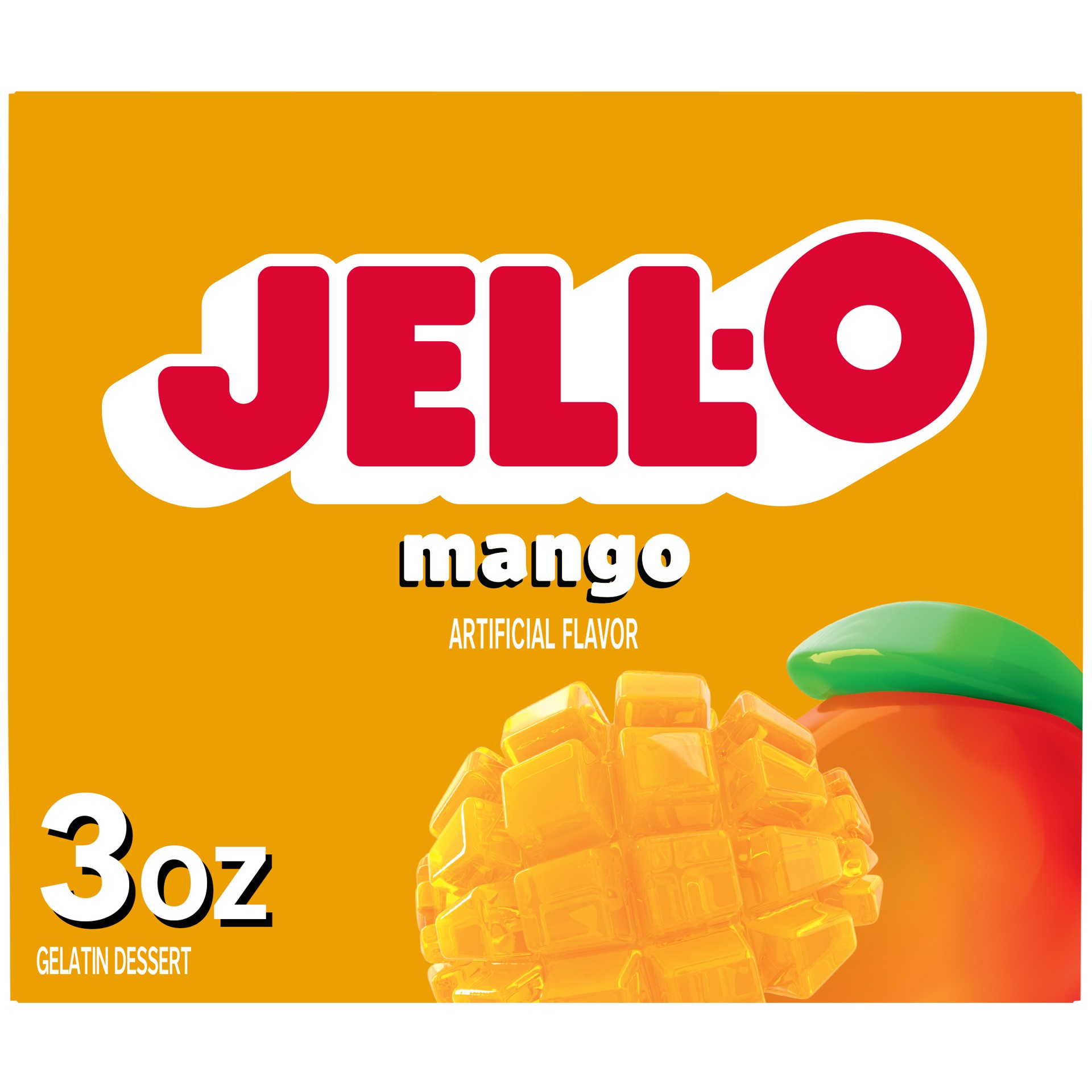 slide 1 of 5, Jell-O Mango Artificially Flavored Gelatin Dessert Mix, 3 oz Box, 3 oz