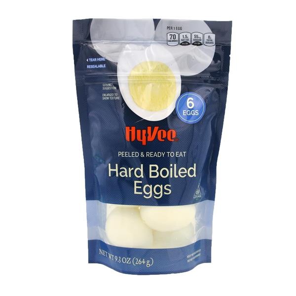 slide 1 of 1, Hy-Vee Eggs Hard Cooked 6Ct, 9.3 oz