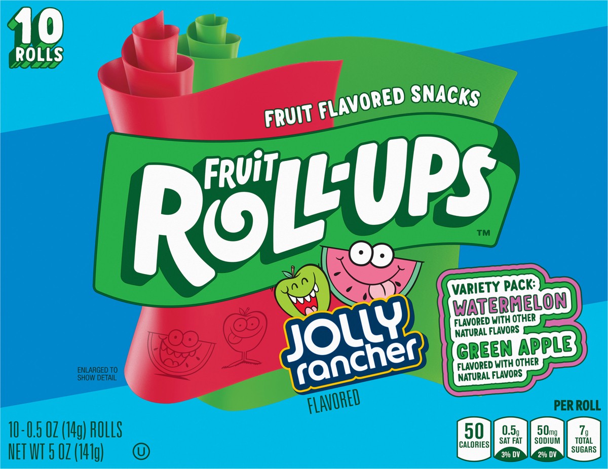 slide 3 of 13, Fruit Roll-Ups Fruit Flavored Snacks, Jolly Rancher, Variety Pack, 10 ct, 10 ct