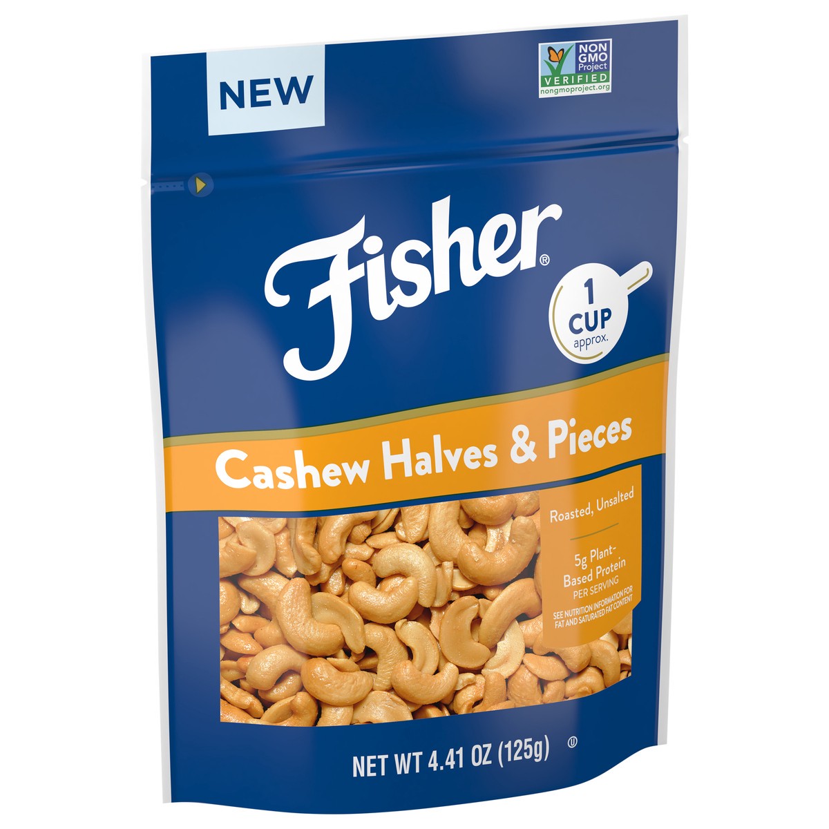 slide 2 of 9, Fisher One-Cup Pack Cashews Halves & Pieces, 4.3 oz