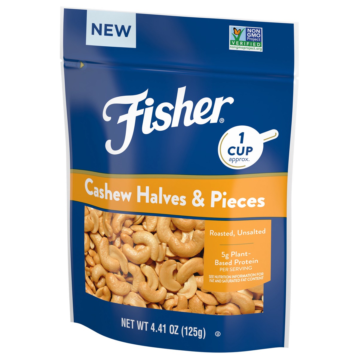 slide 3 of 9, Fisher One-Cup Pack Cashews Halves & Pieces, 4.3 oz
